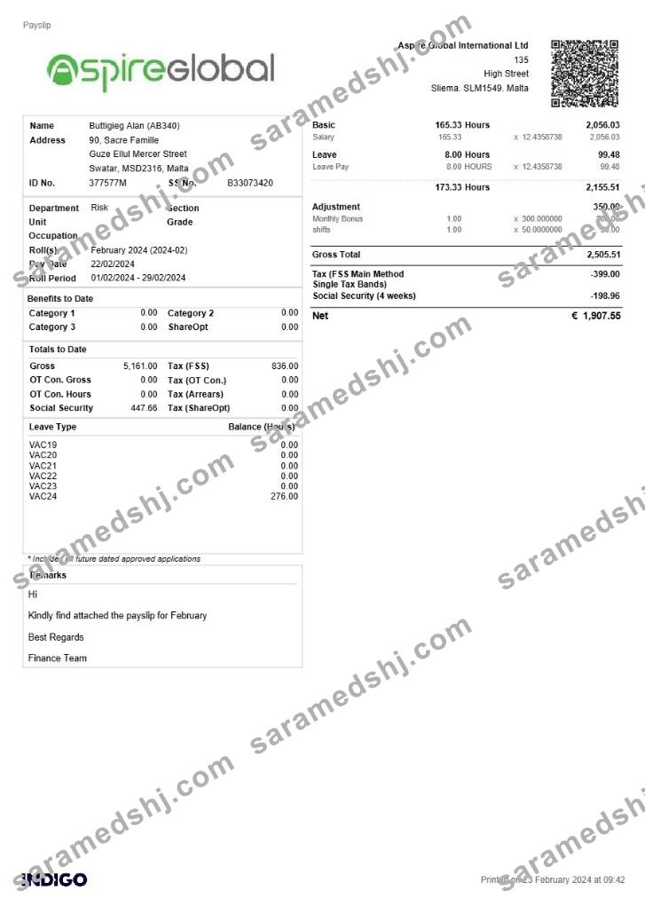 Aspire Global International payslip template in Word and PDF formats.pdf, 1
